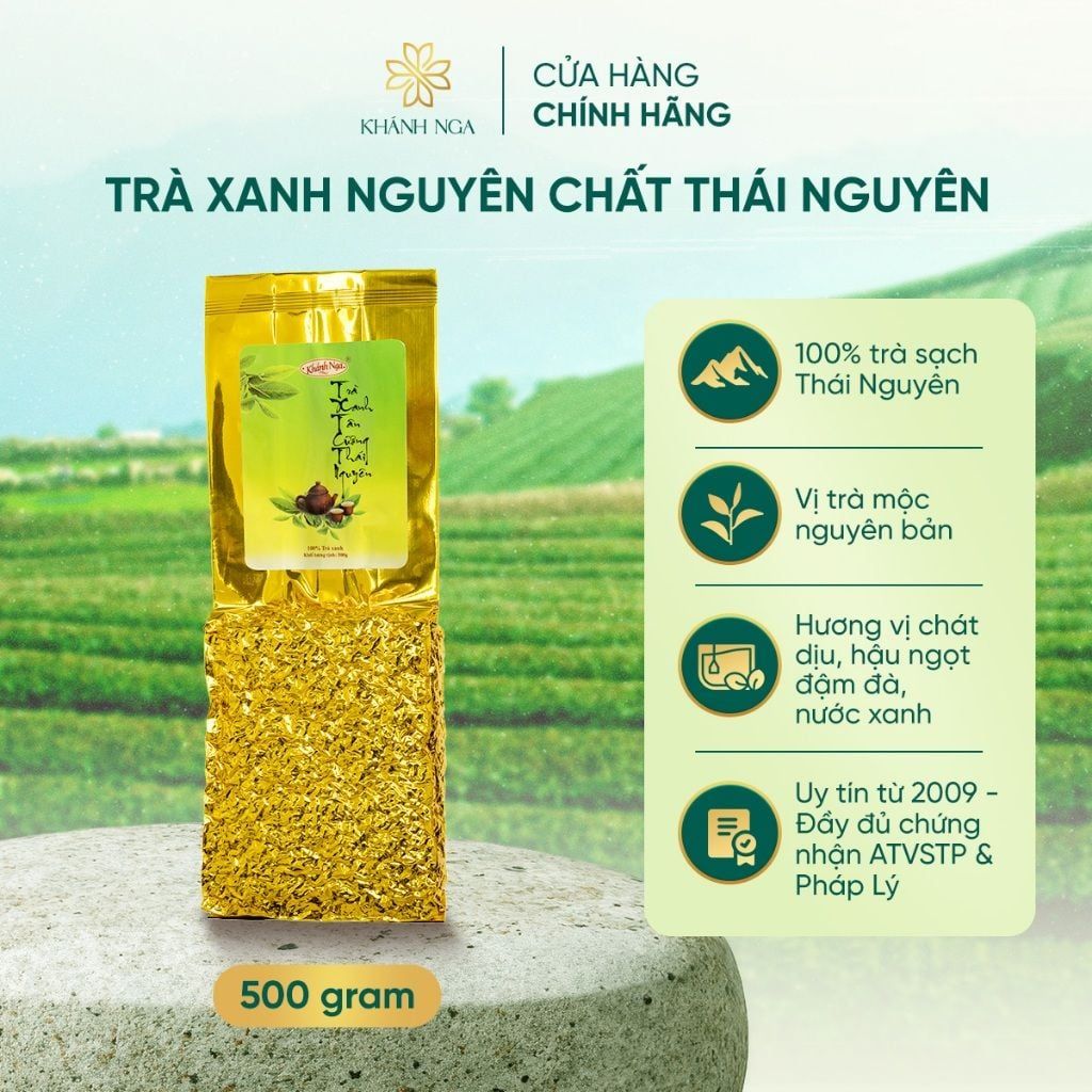 Trà Xanh Thái Nguyên Nguyên Chất Khánh Nga 500gram - Hút Chân Không