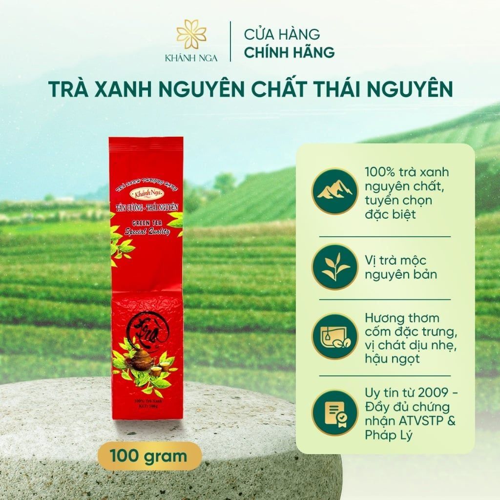 Trà Xanh Thái Nguyên Nguyên Chất Tân Cương Khánh Nga 100 gram