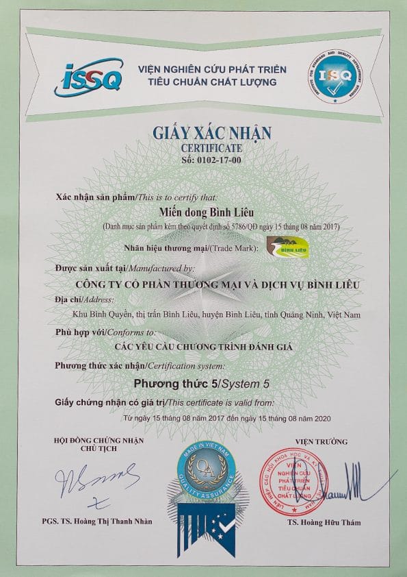 Chứng chỉ Tiêu chuẩn chất lượng