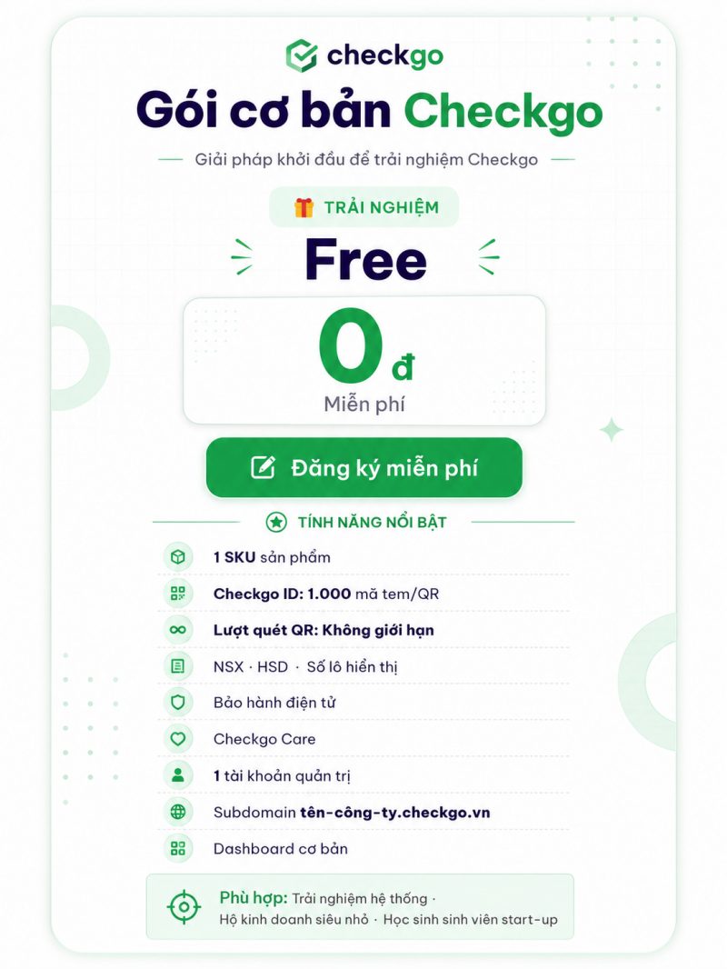 Gói Trải nghiệm miễn phí của Checkgo