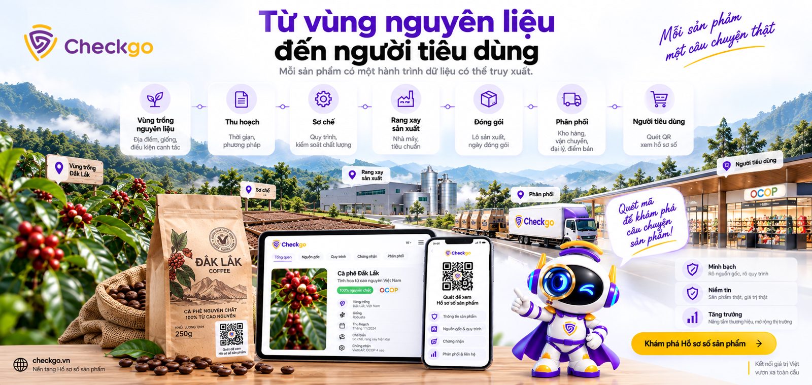 Từ vùng nguyên liệu tời người tiêu dùng - Hồ sơ số sản phẩm Checkgo