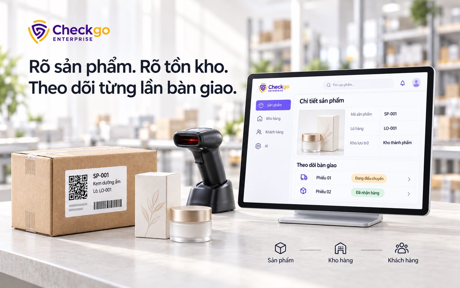 Quản lý kho hàng, rõ sản phẩm, rõ tồn kho