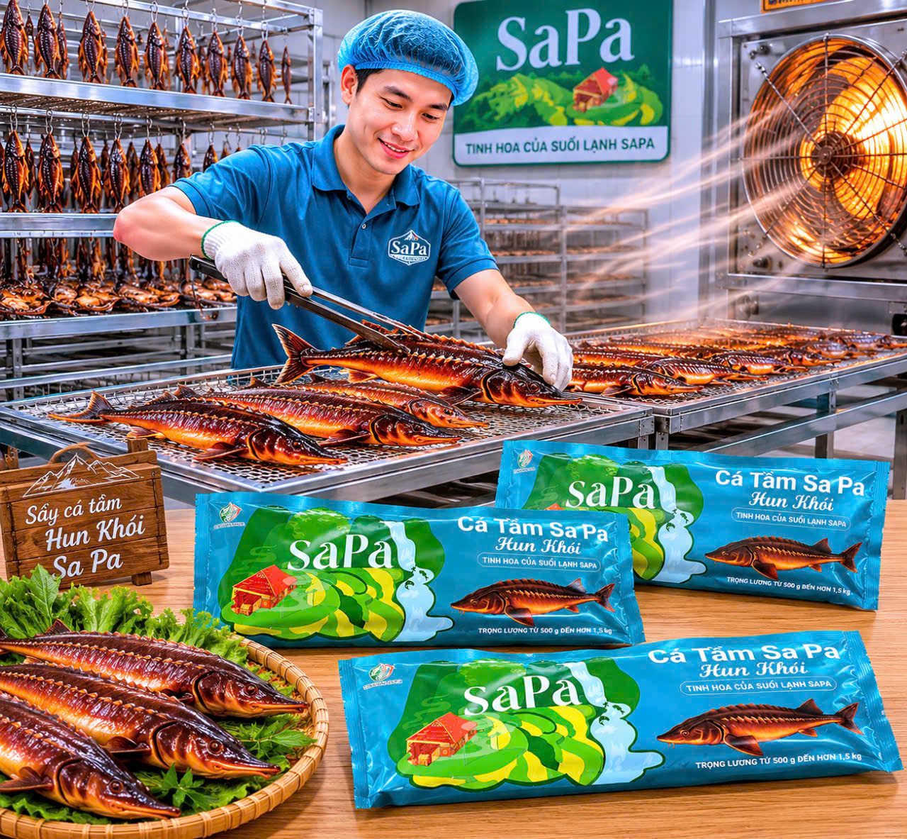 Cá tầm sa pa hun khói